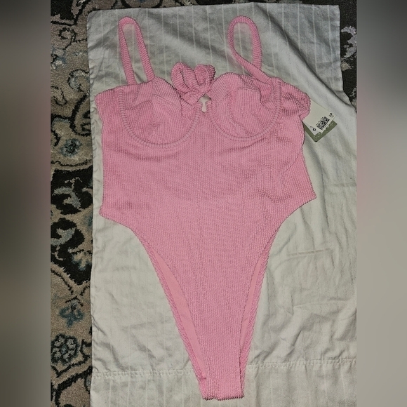 1 PC Maillot H&M Pink Bathing Suit Swimwear sz L  "K" - Picture 4 of 8